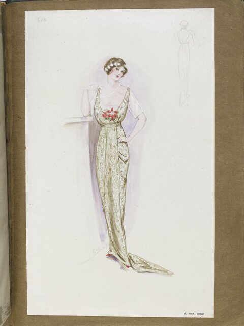Edwardian Evening Gown Fashion Sketch
