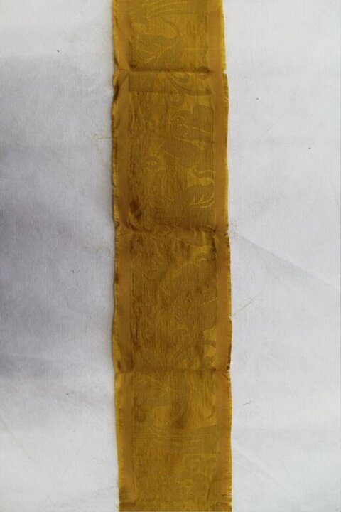 Yellow Antique Patterned Silk Fragment