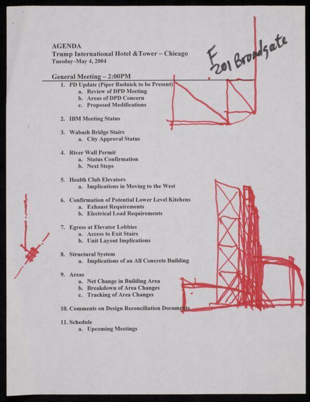 2004 Trump Chicago Project Meeting Agenda