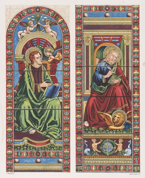 Two Evangelist Stained Glass Panels