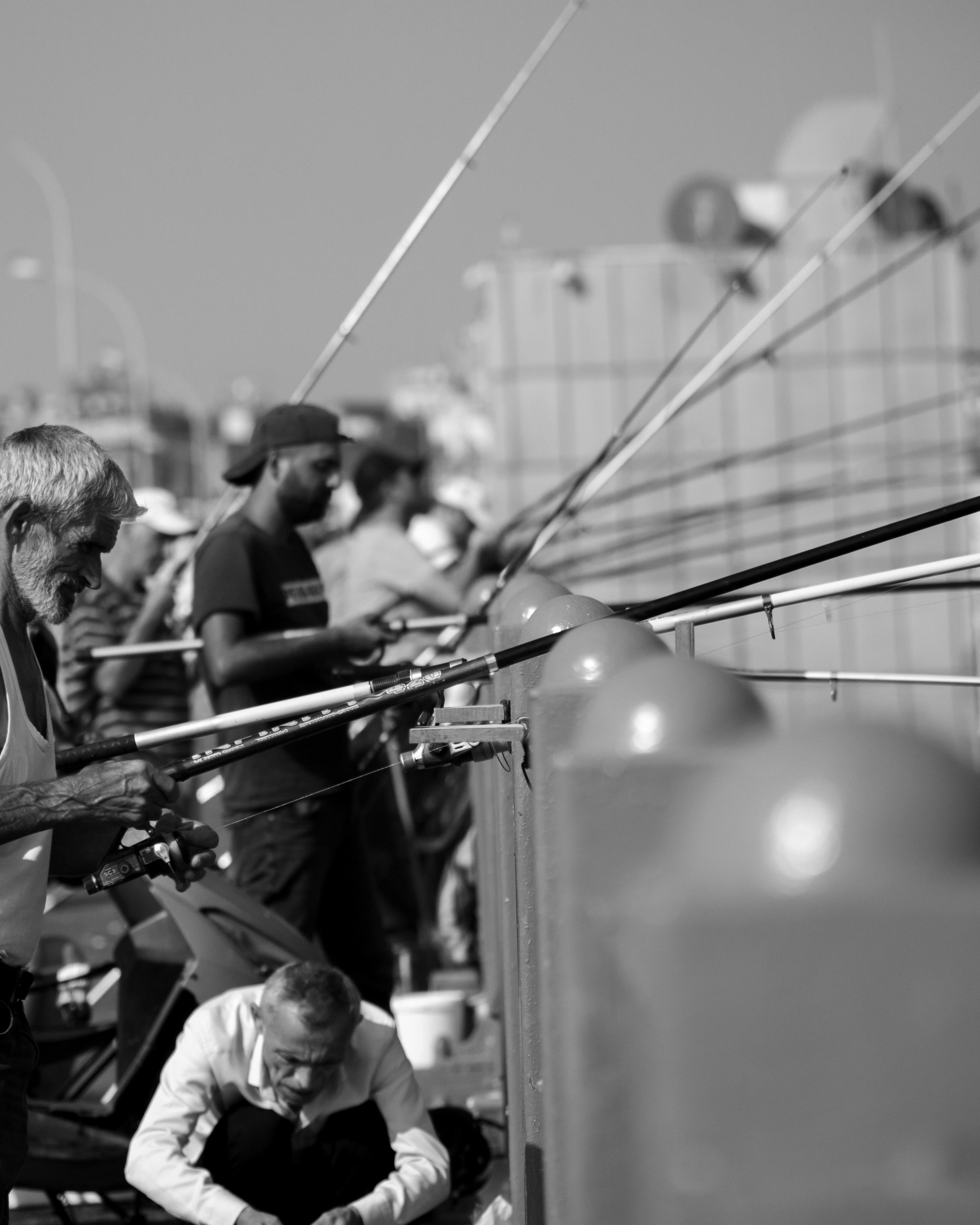 Anglers Fishing From a Pier