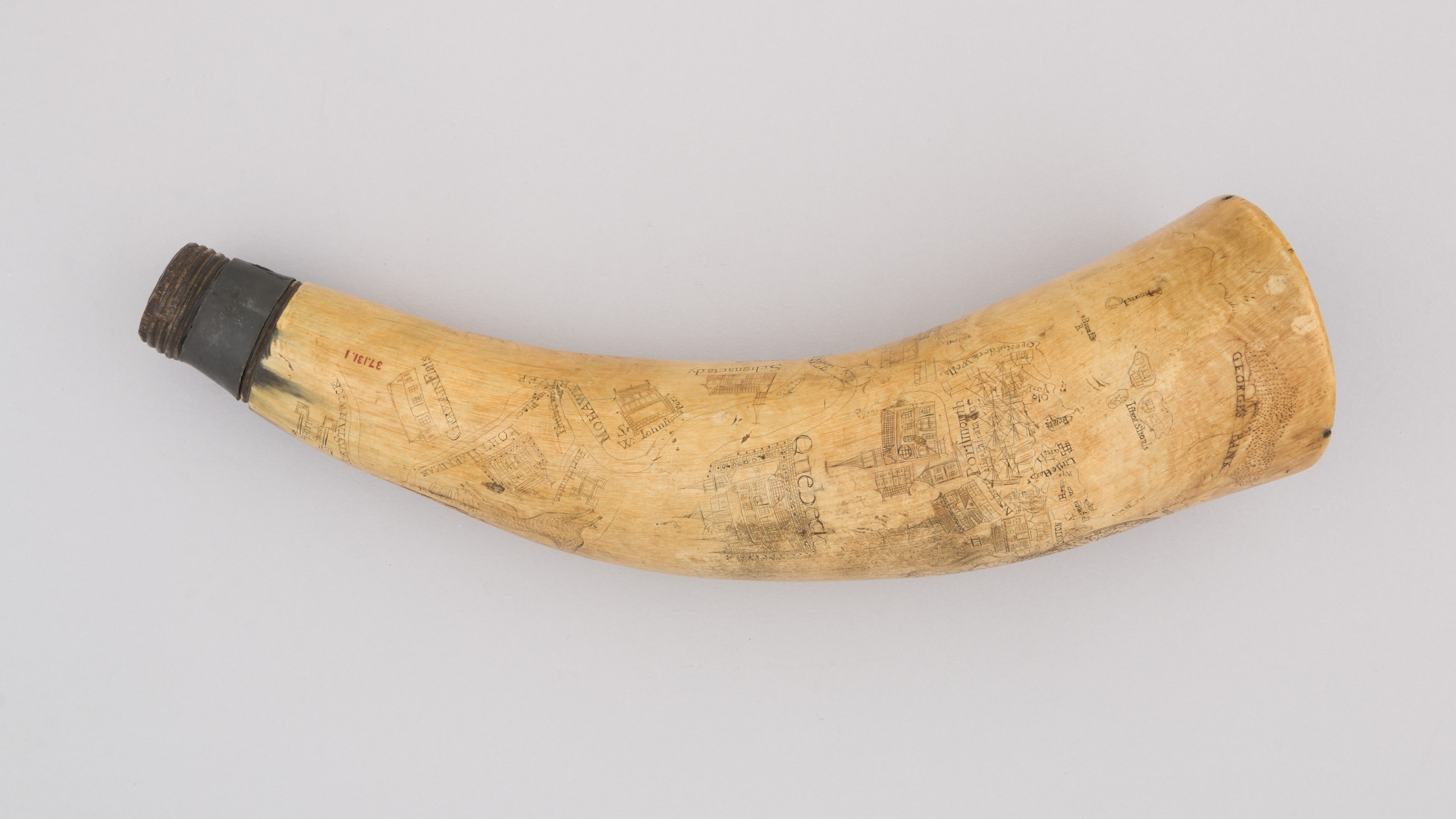 Engraved Antique Powder Horn