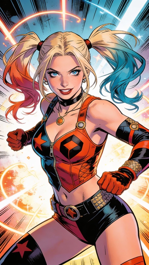 Harley Quinn Comic Art Portrait