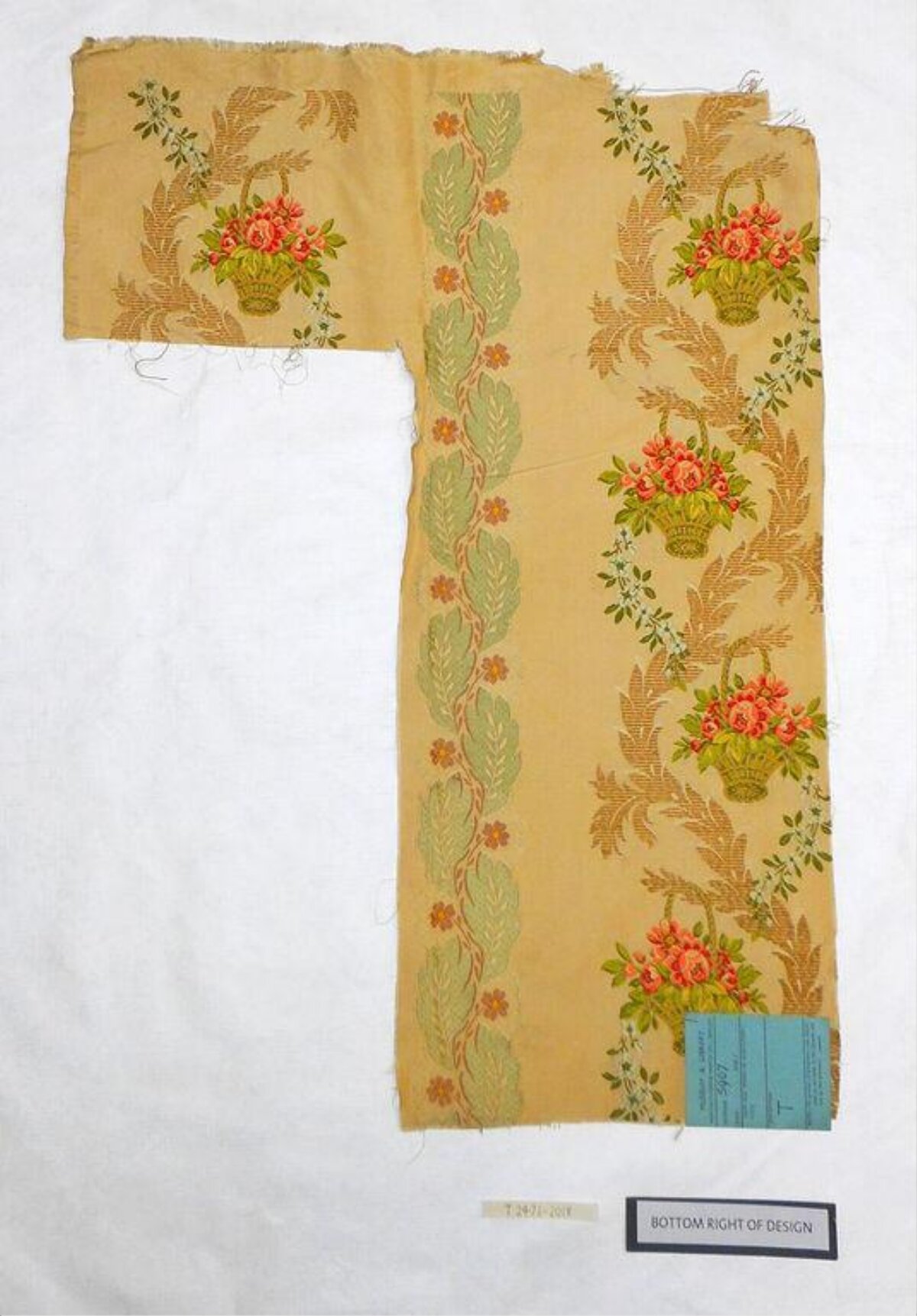 Vintage Floral Printed Fabric Fragment