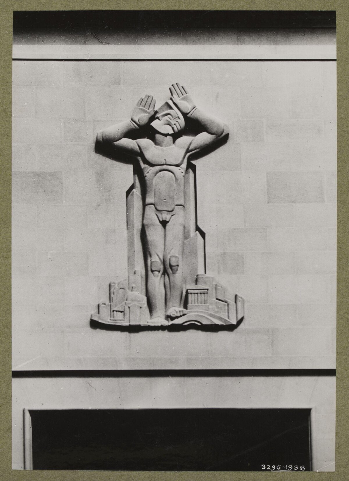 Stylized Human Figure Stone Relief