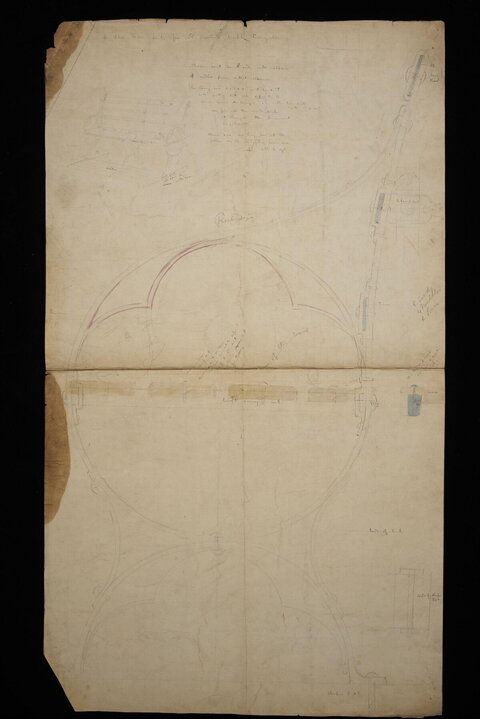 Antique Hand-Drawn Architectural Drawing
