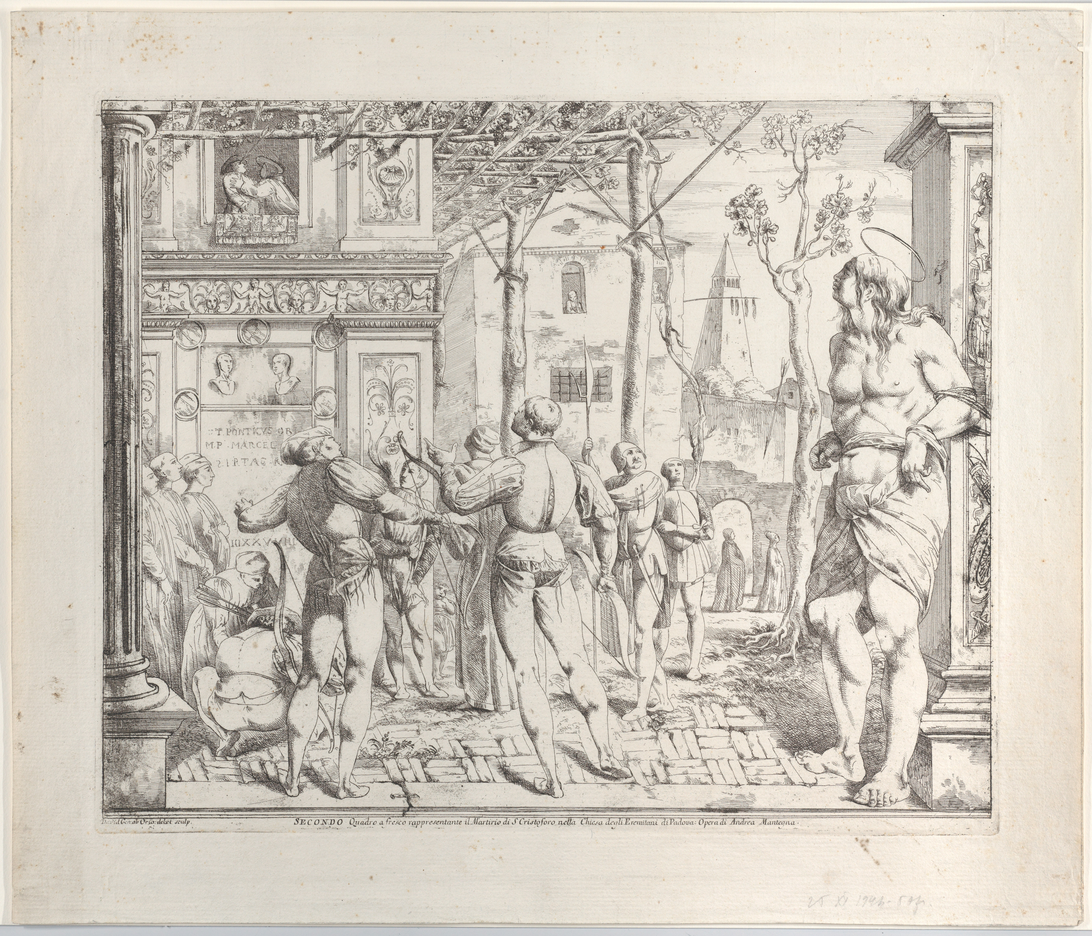 Etching of Martyrdom of Saint Christopher