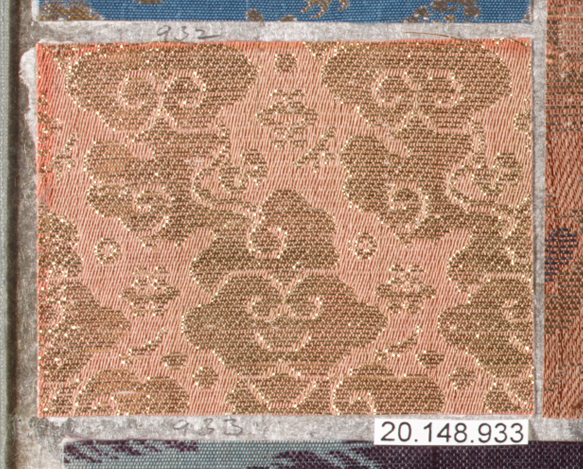 Pink Gold Patterned Woven Textile Sample — Texture Backgrounds