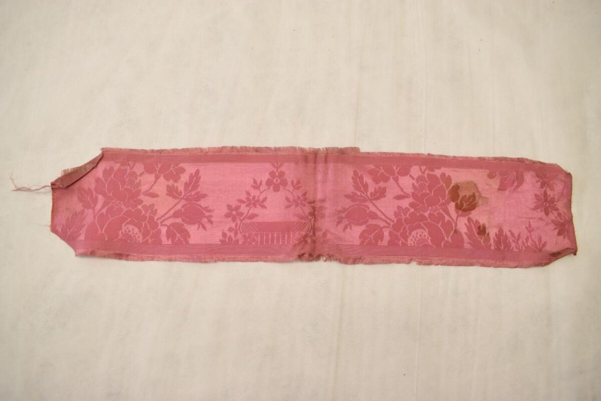 Antique Pink Floral Textile Fragment
