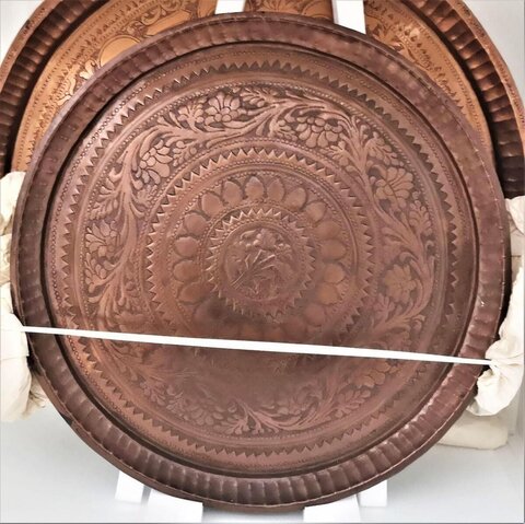 Hand-Engraved Vintage Copper Tray