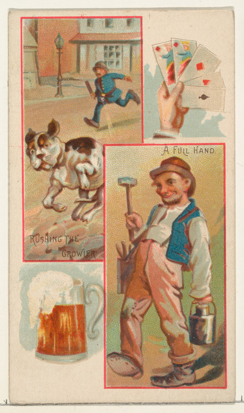 Vintage Trade Card With Poker And Beer
