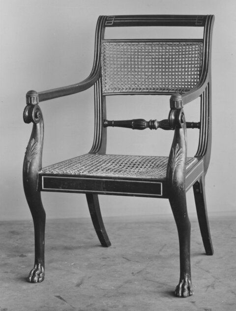 Antique Carved Cane Armchair