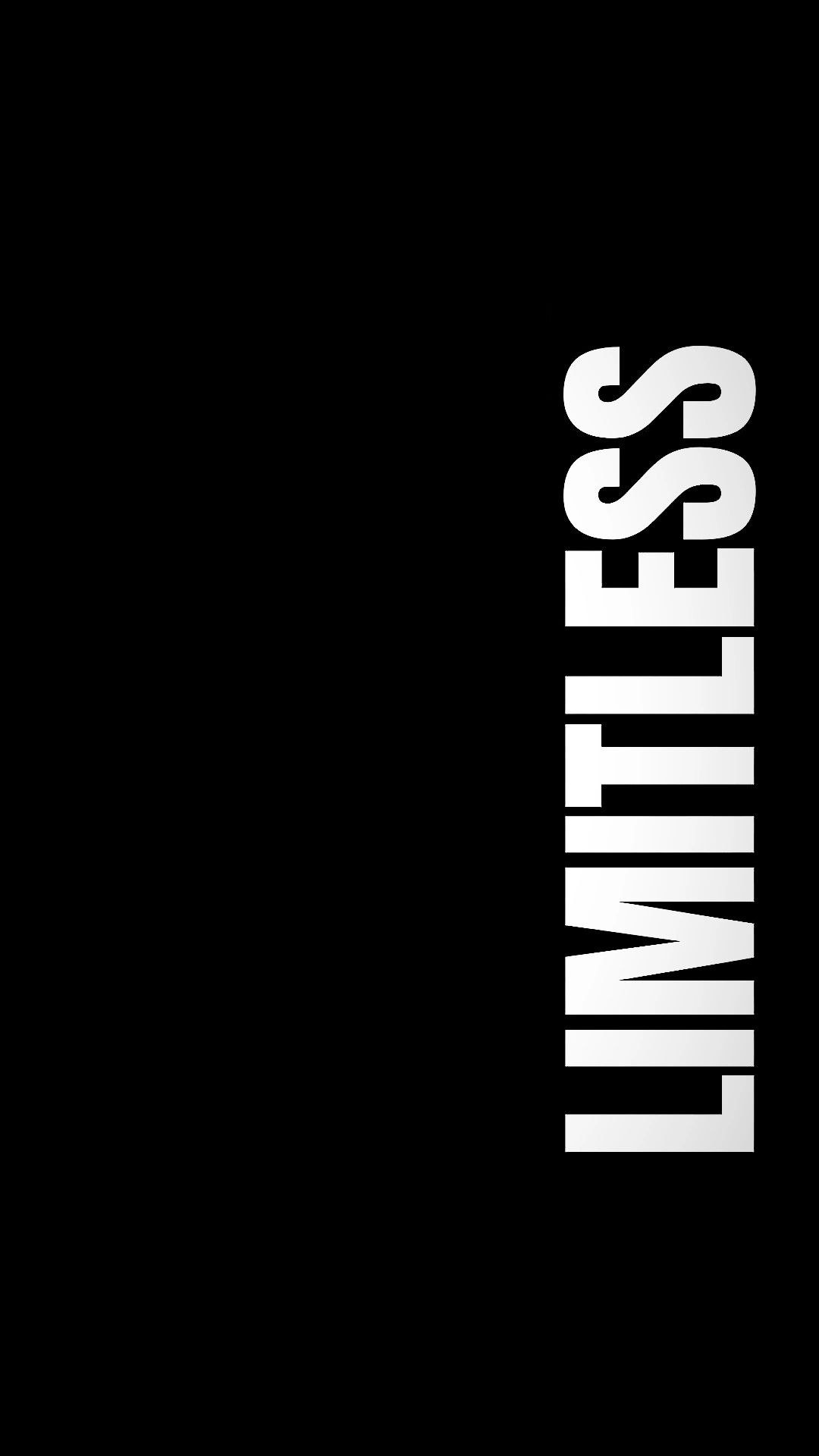 Vertical 'Limitless' Text on Black Background