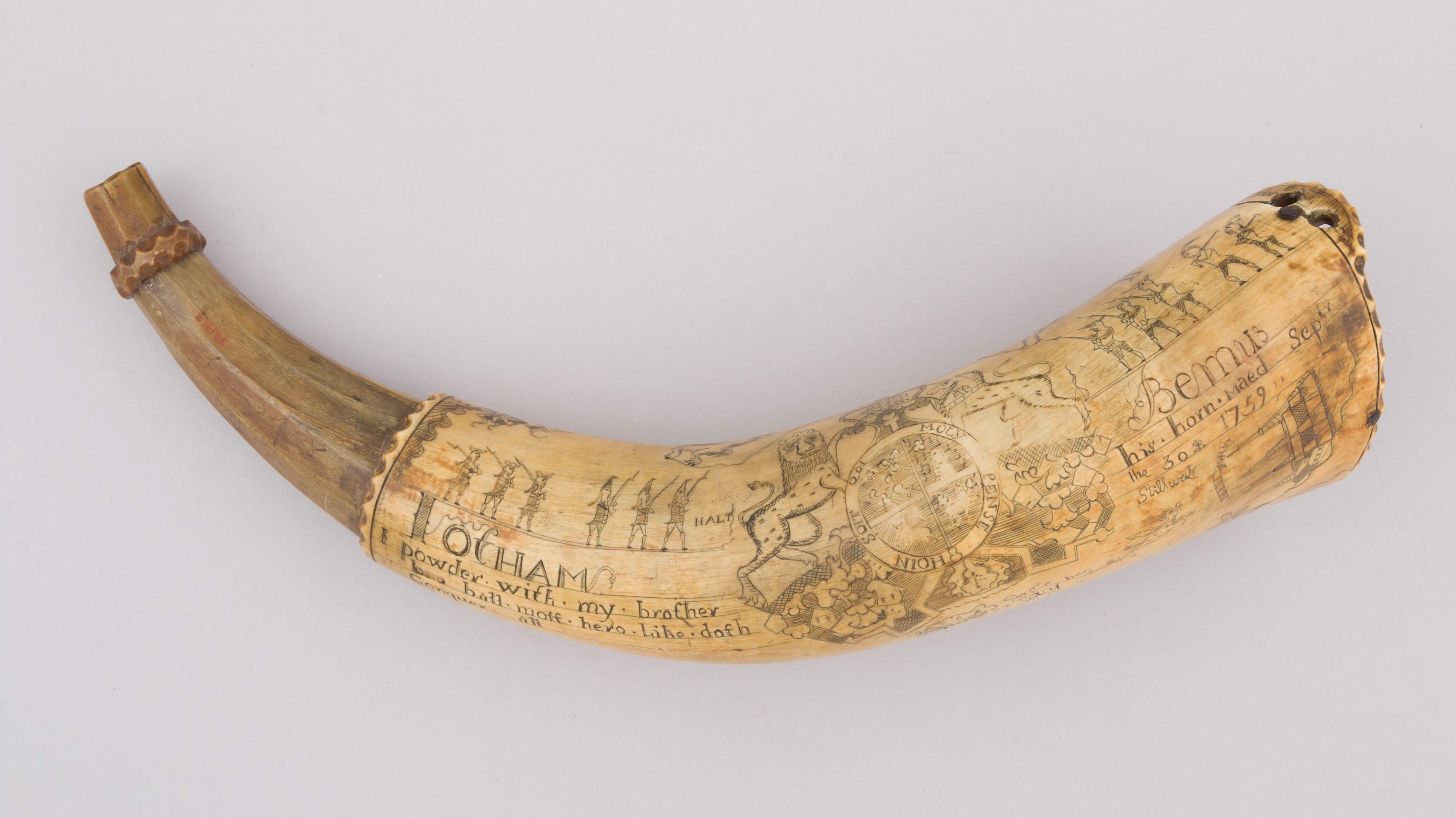 Engraved 1759 Powder Horn