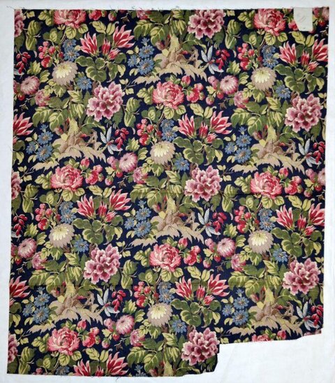 Navy Floral Printed Fabric