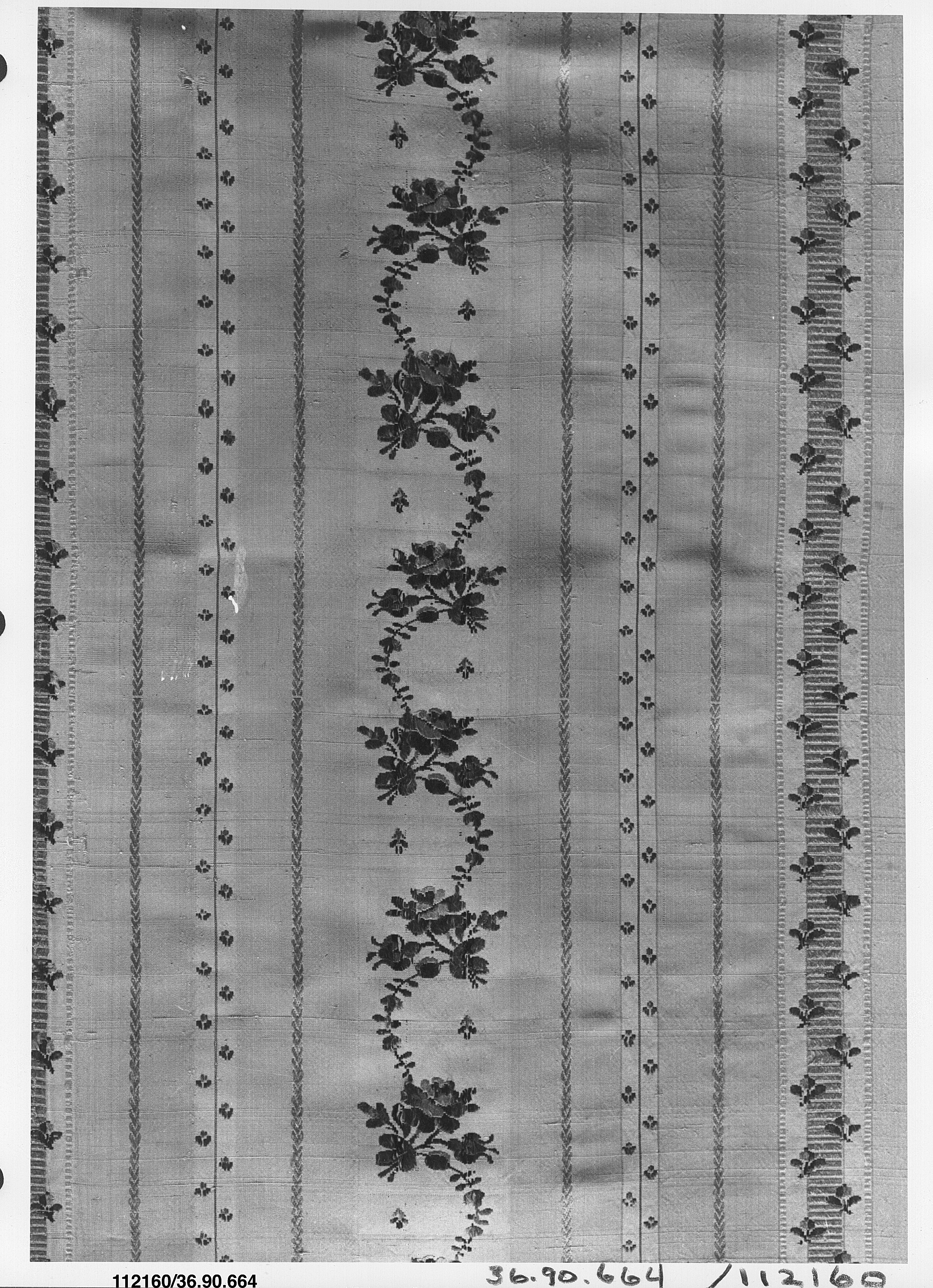 Antique Floral Striped Woven Textile