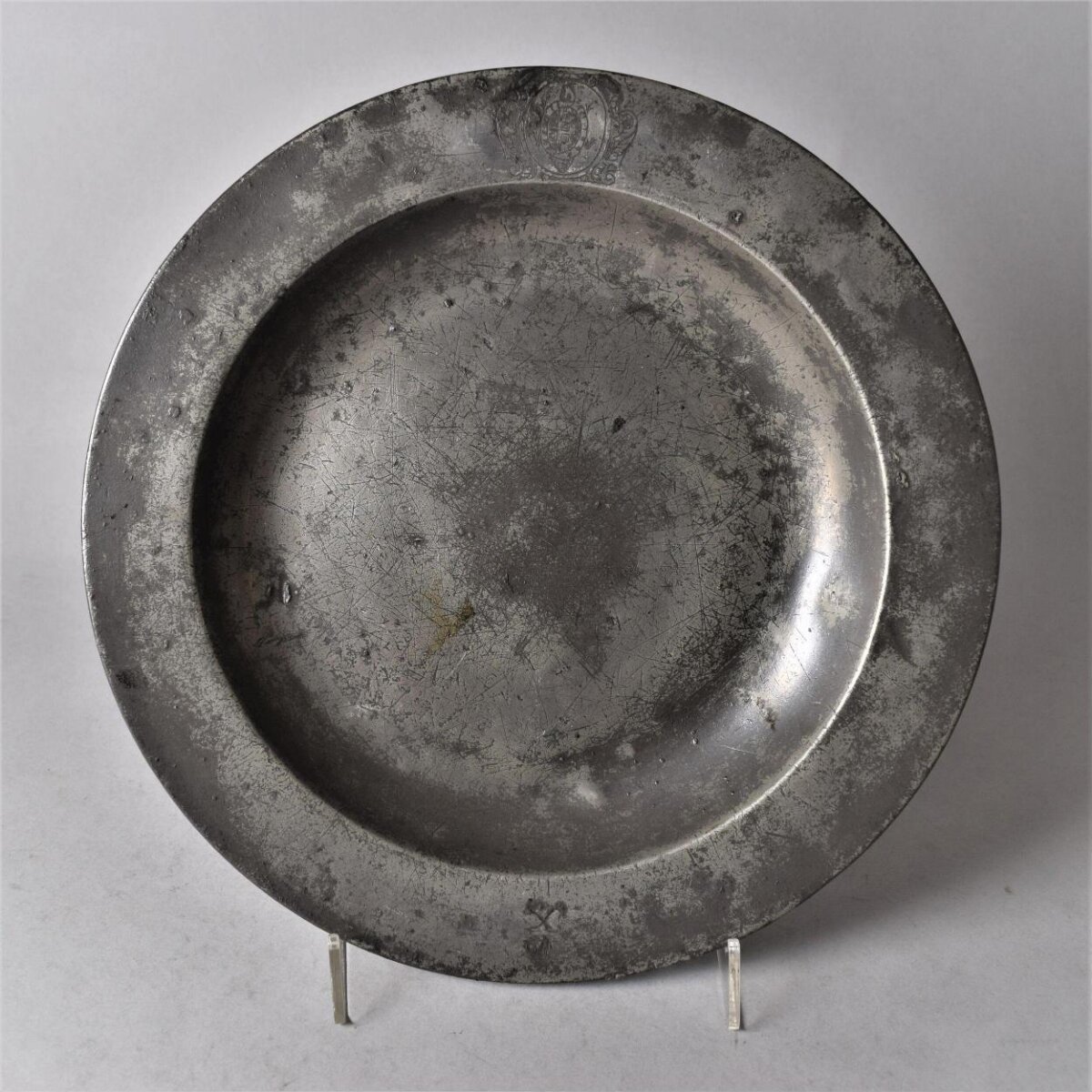 Antique Pewter Armorial Plate