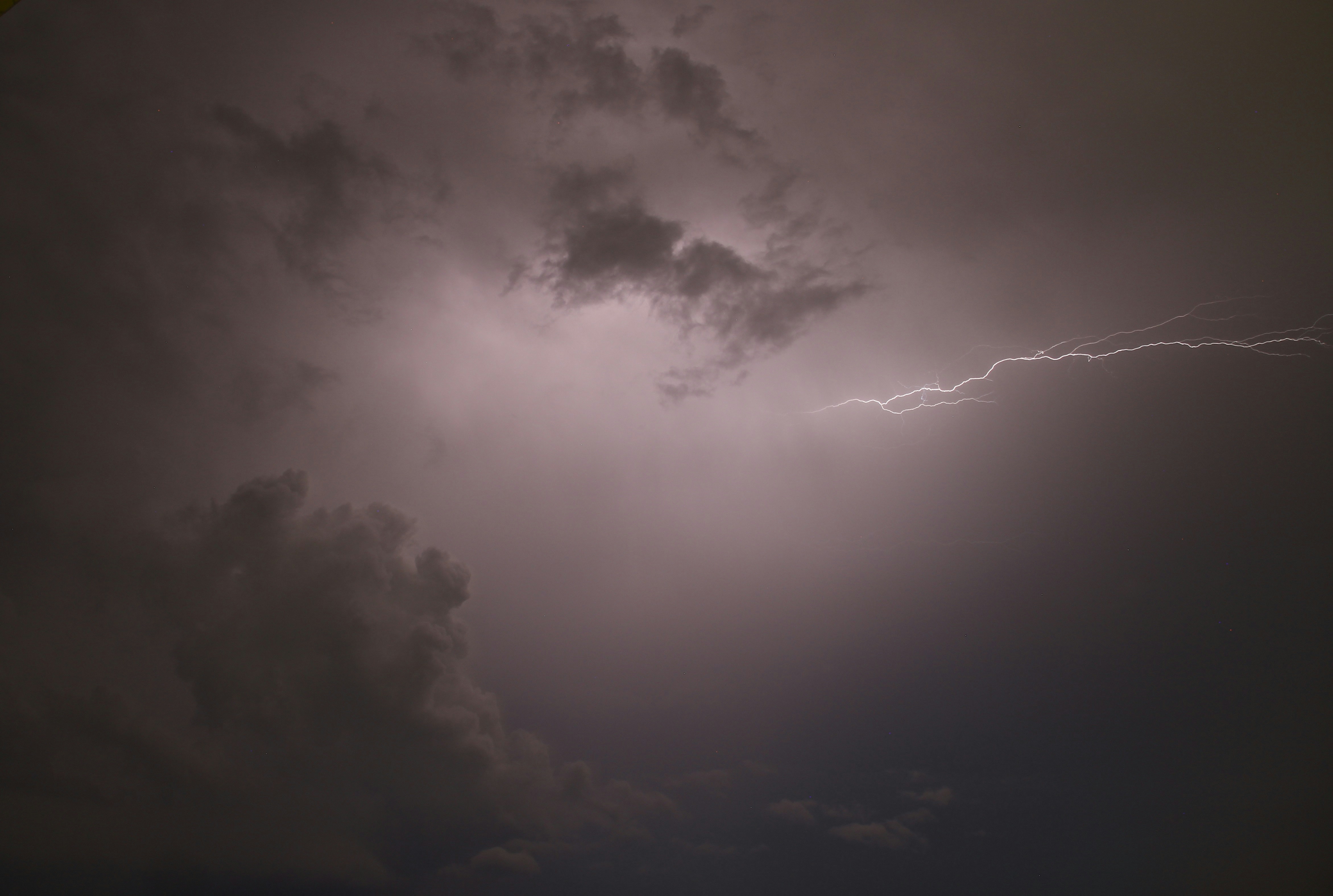 Lightning in Stormy Night Sky