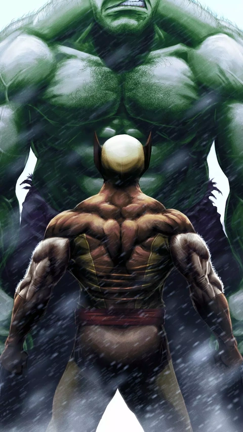 Wolverine Standing Against Hulk