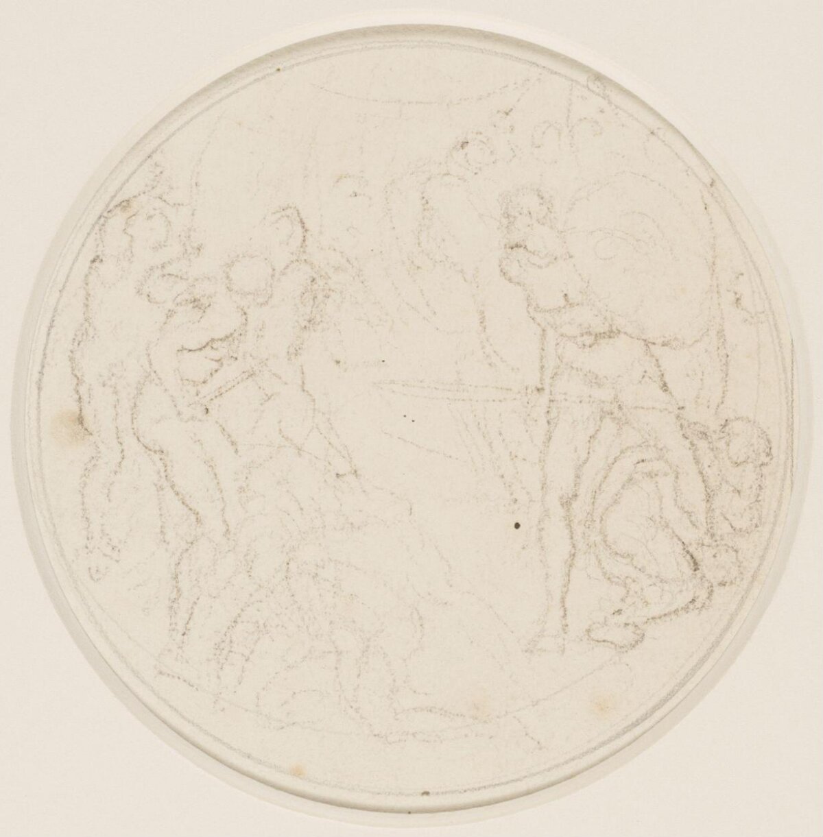 Circular Pencil Sketch of Figures