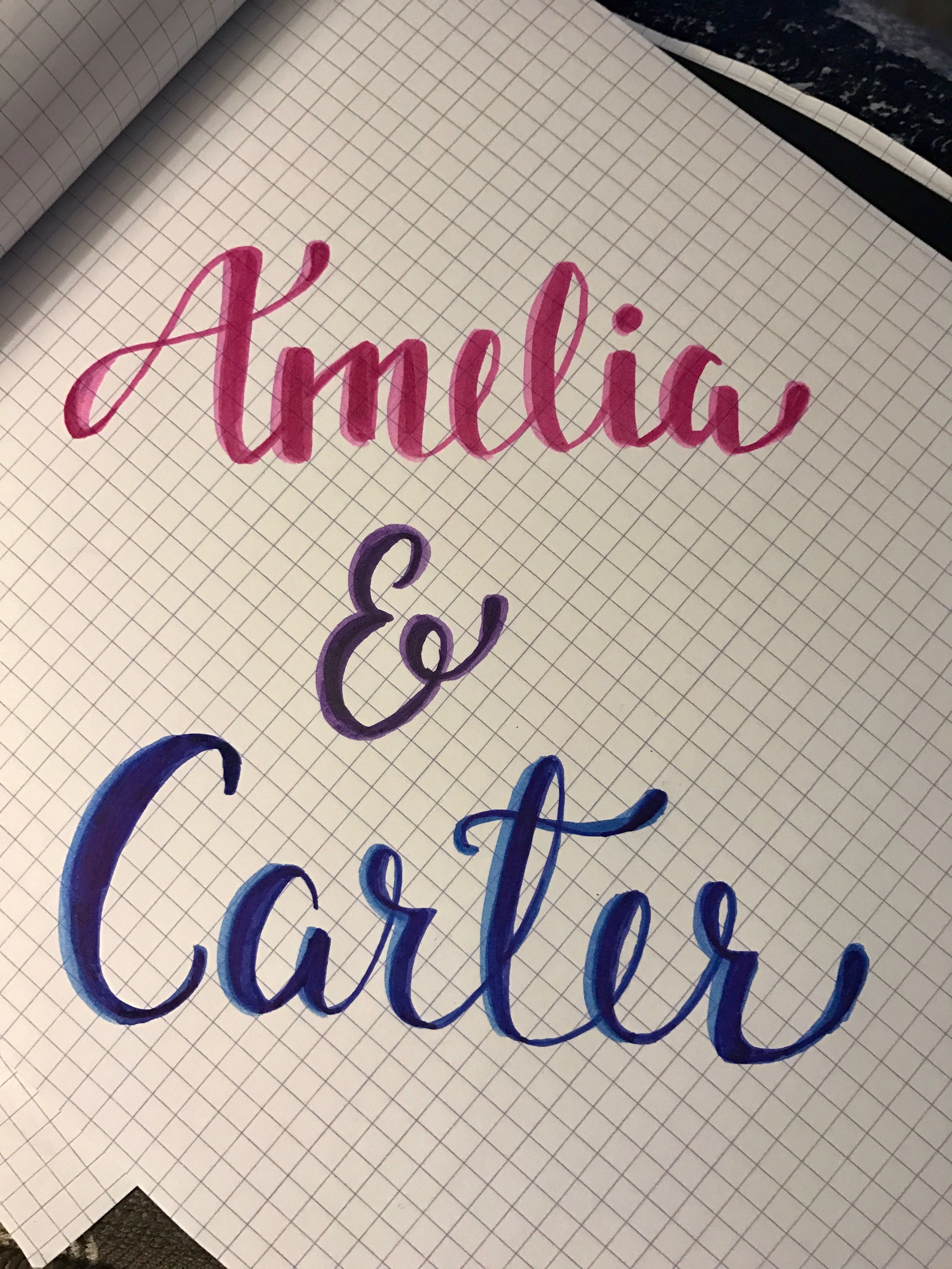 Hand Lettered Amelia & Carter