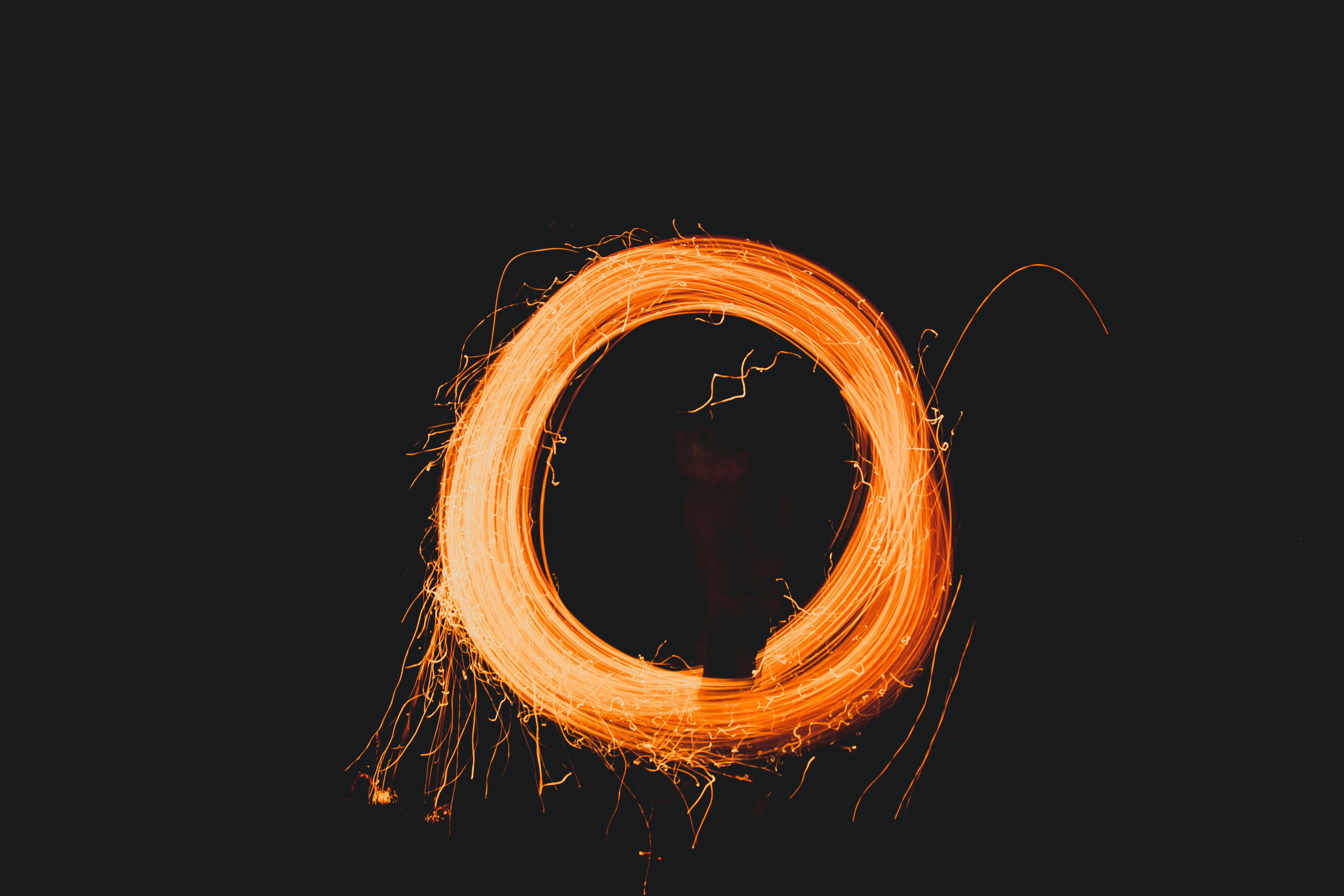Spinning Steel Wool Fire Ring at Night