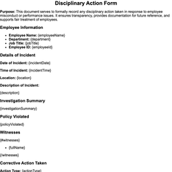 Disciplinary Action Form