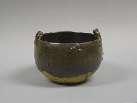 Black Glazed Two-handled Ceramic Pot