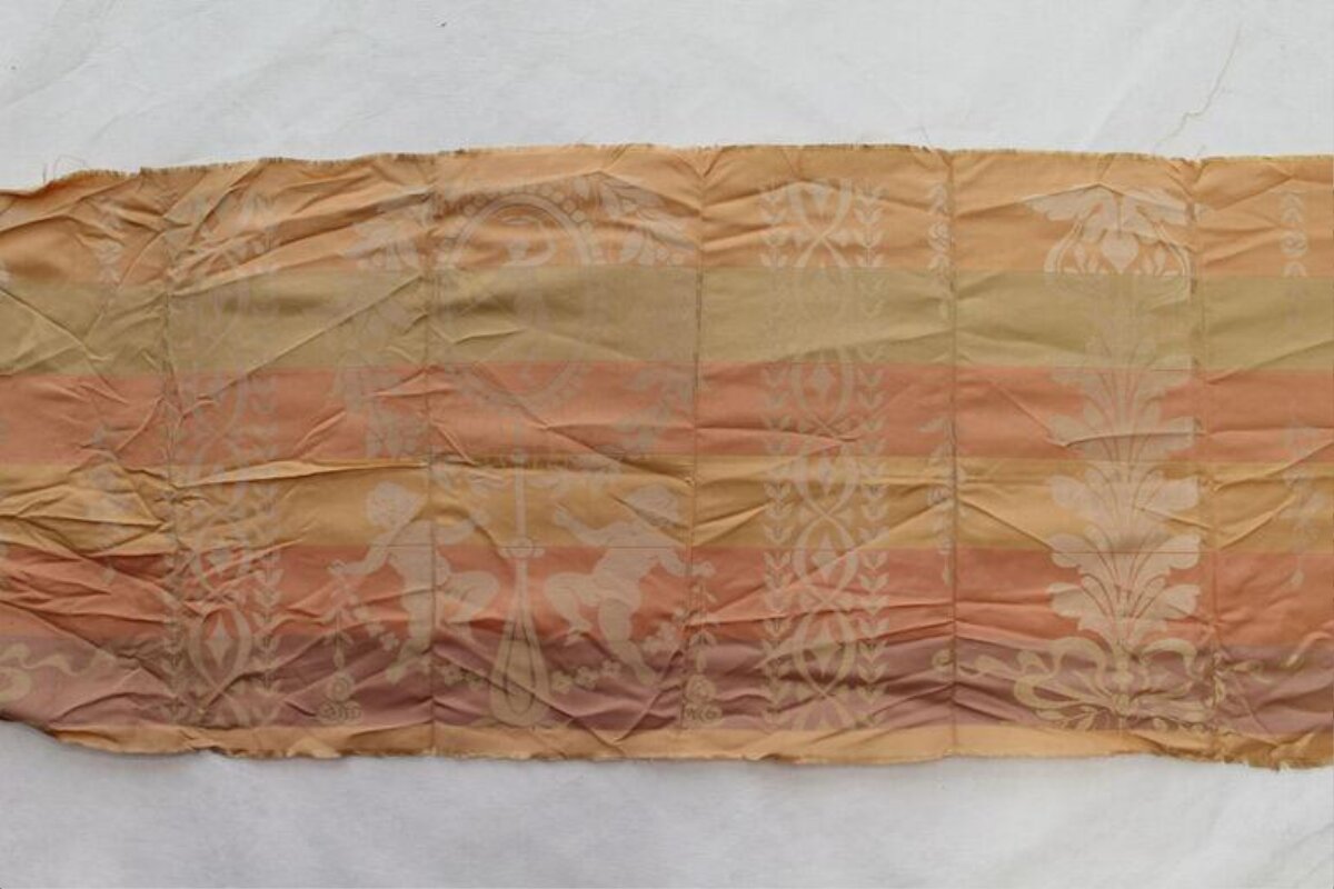 Vintage Peach Patterned Textile Fragment