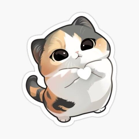 Chibi Calico Cat Holding Heart
