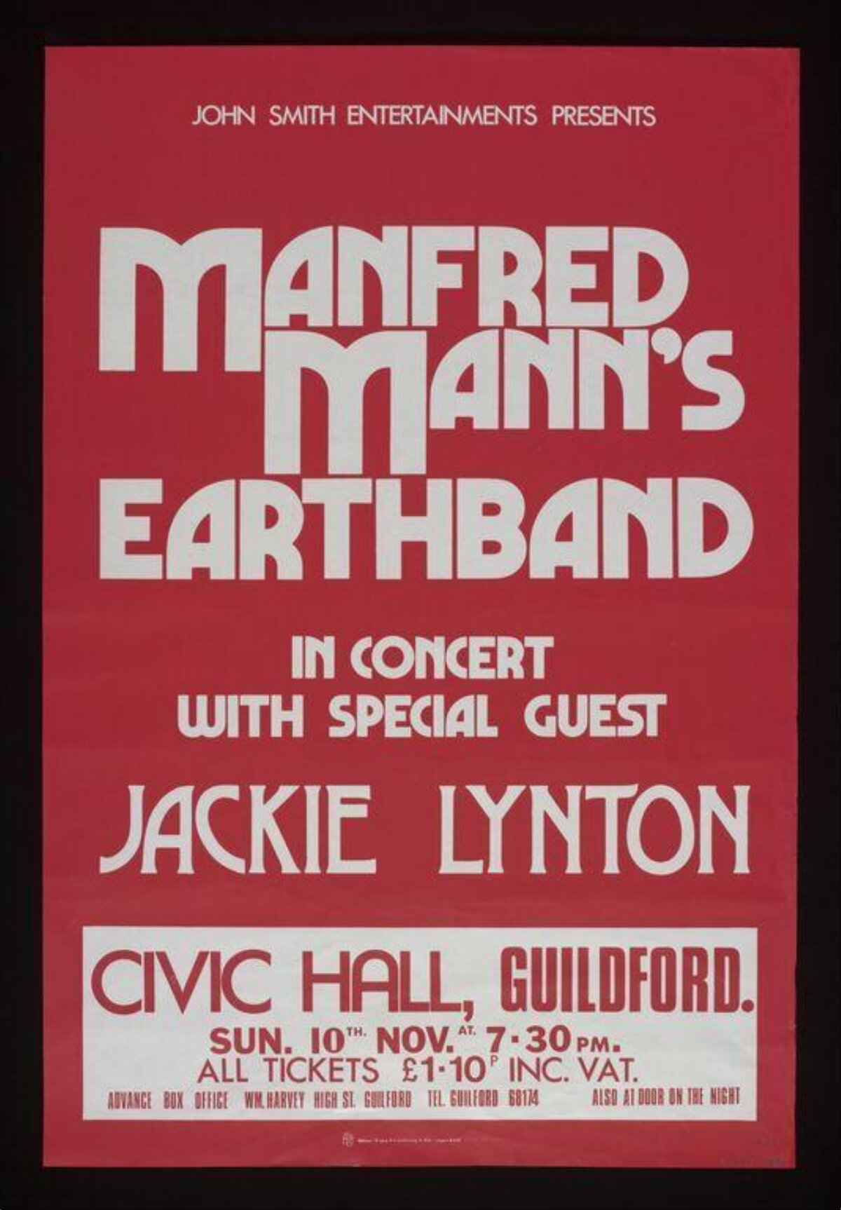 Manfred Mann's Earthband Concert Poster