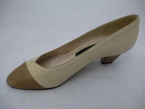 Beige Brown Two-tone High Heel Pump