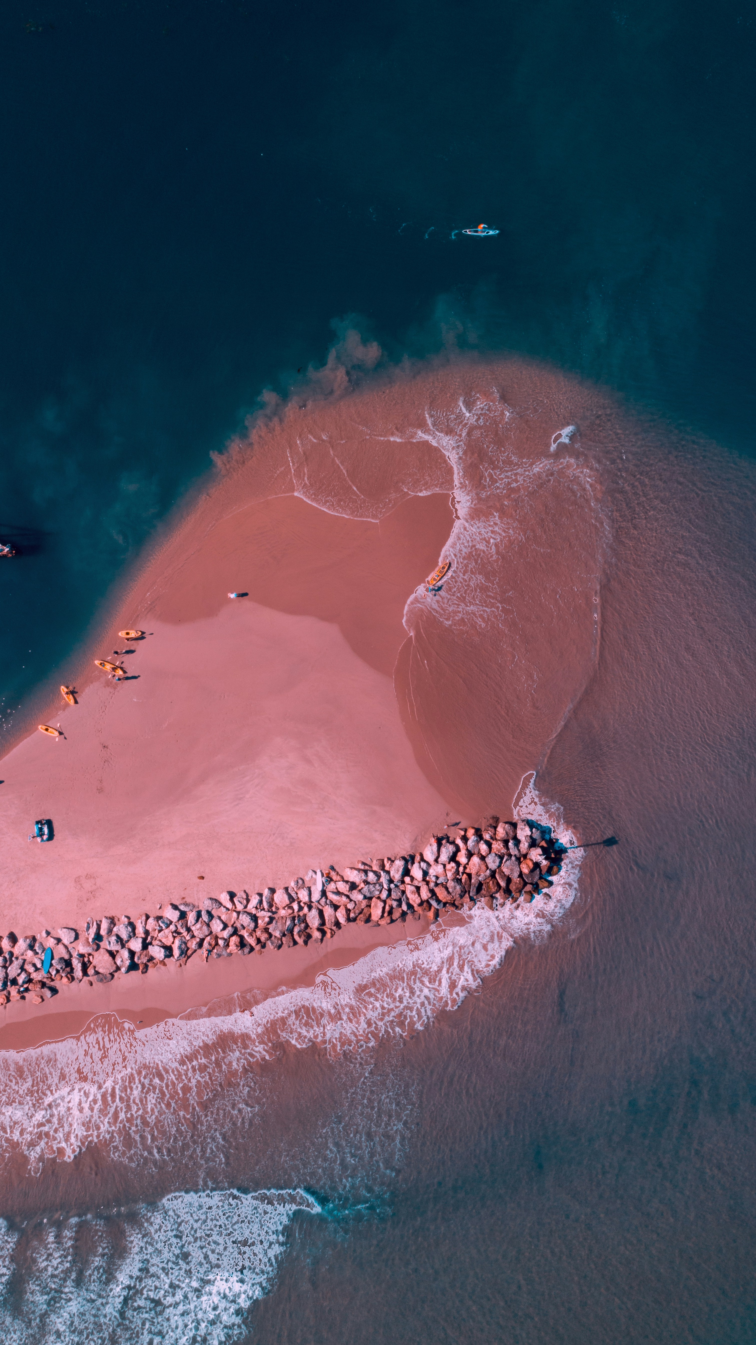 Aerial View of Heart-shaped Sandy Beach