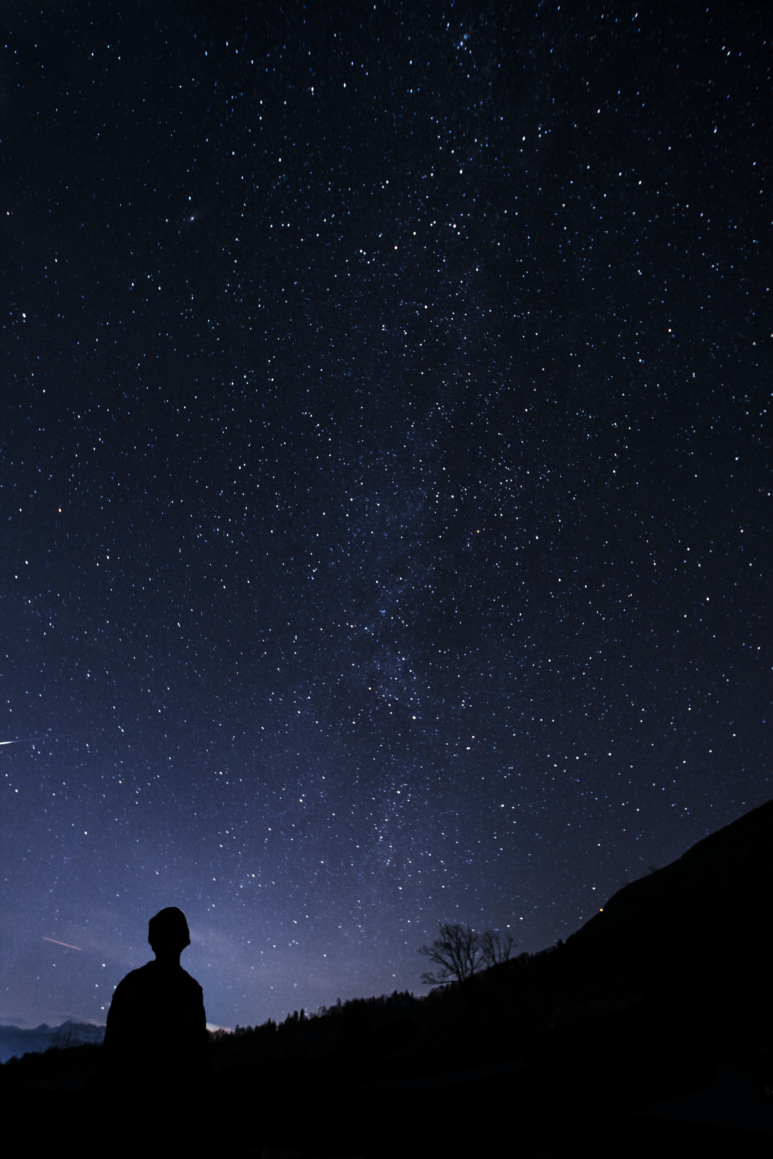 Person Watching Starry Night Sky