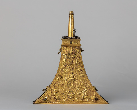 Ornate Gilded Antique Powder Flask