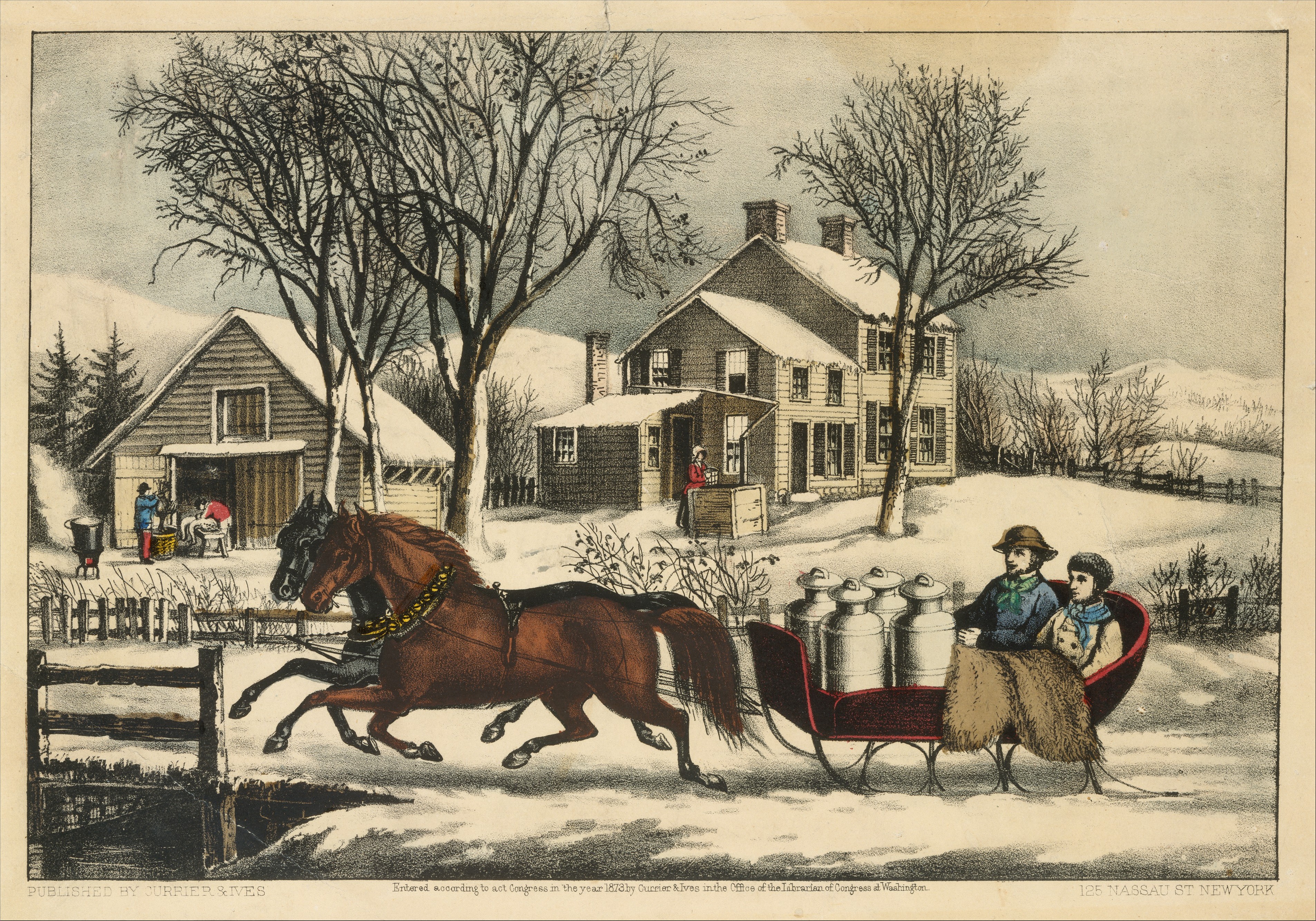 Winter Sleigh Ride on Snowy Farm