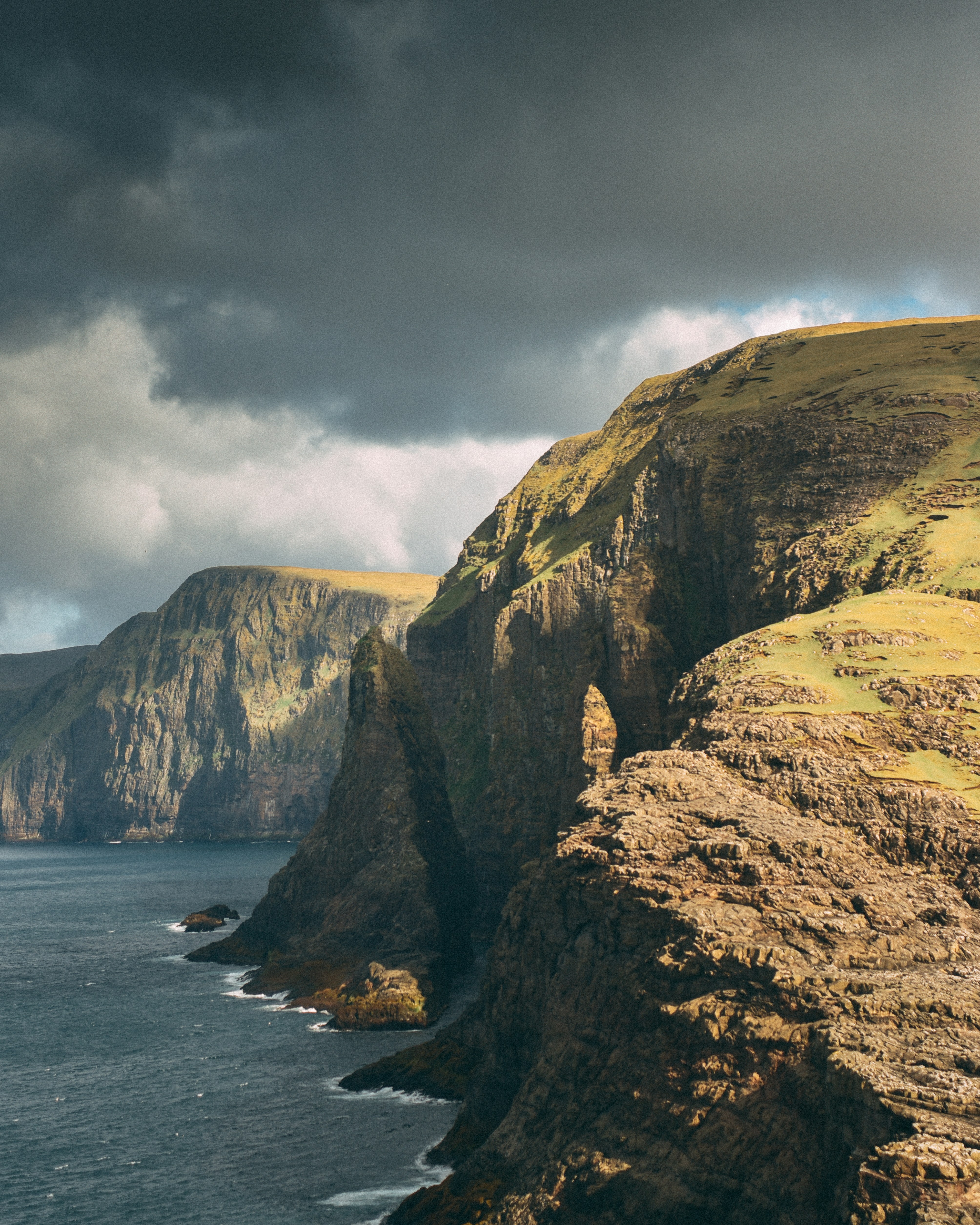 Coastal Sea Cliffs Under Stormy Sky