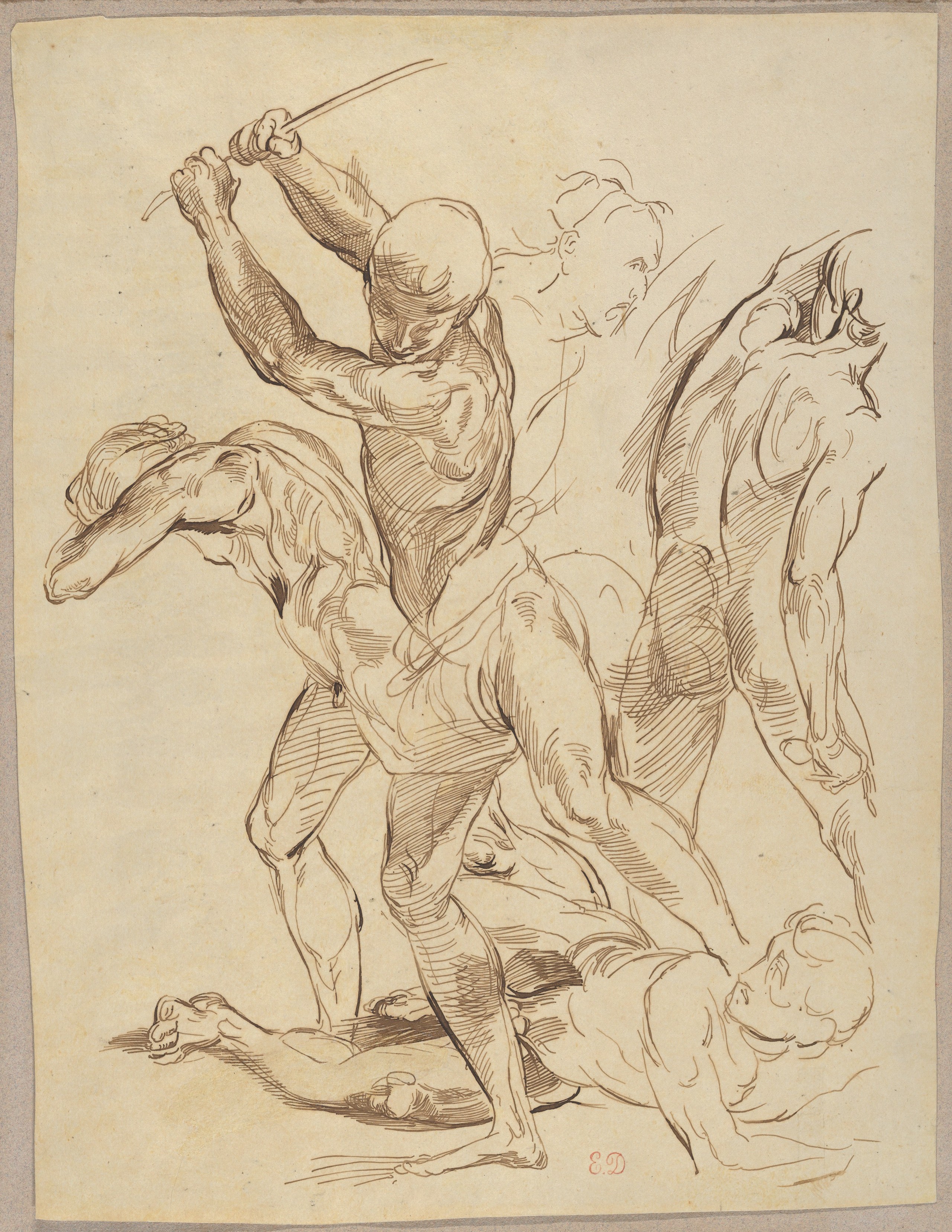 Study of Fighting Male Nudes