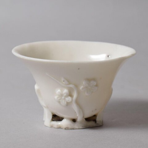 White Carved Plum Blossom Porcelain Cup