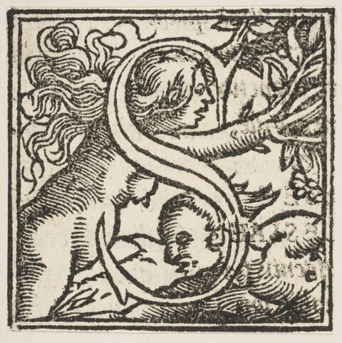 Ornate Woodcut Initial Letter S