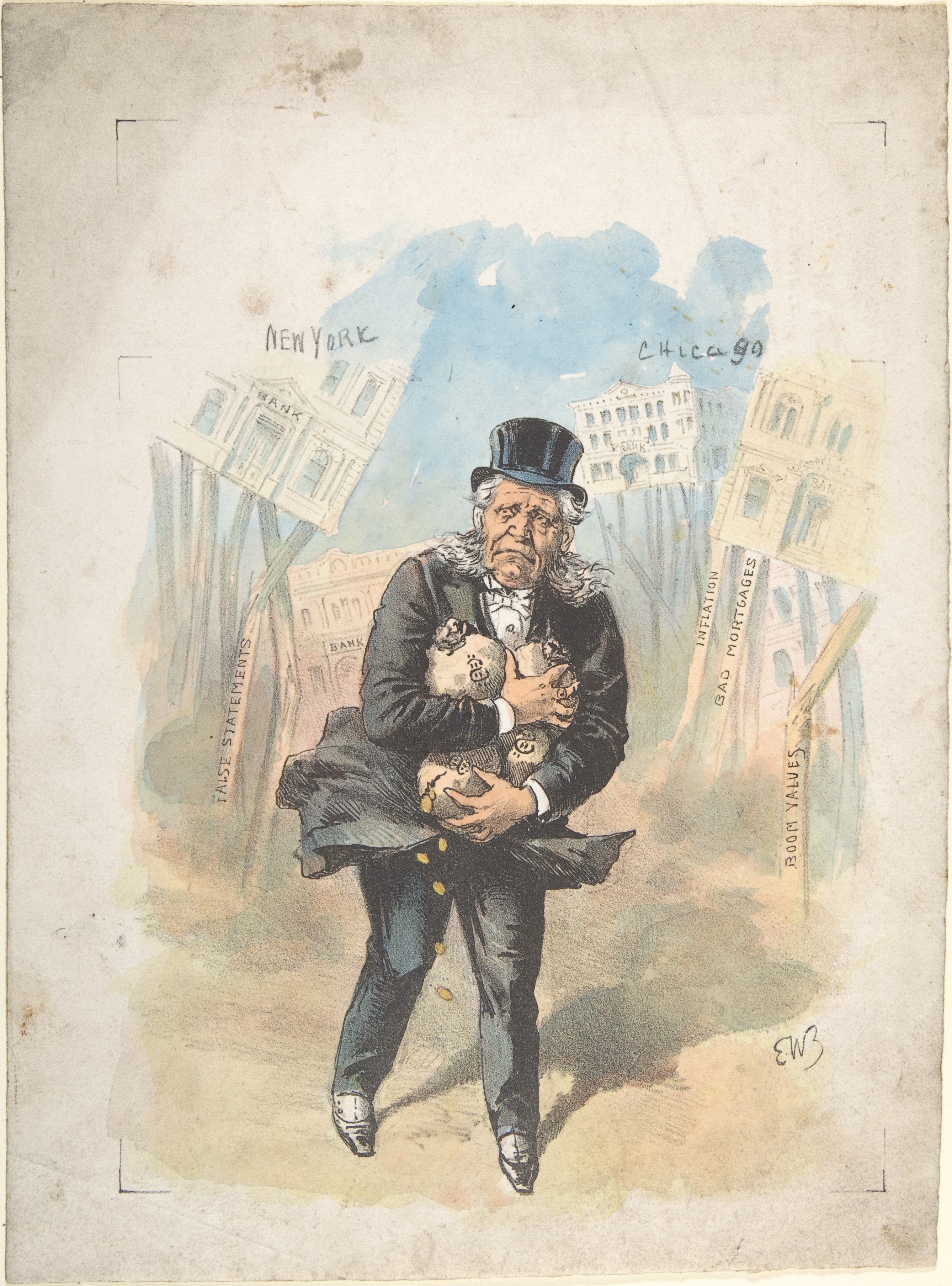 Vintage American Financial Crisis Cartoon