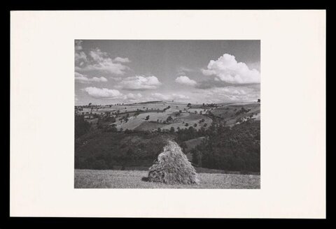 Black and White Haystack Country Landscape
