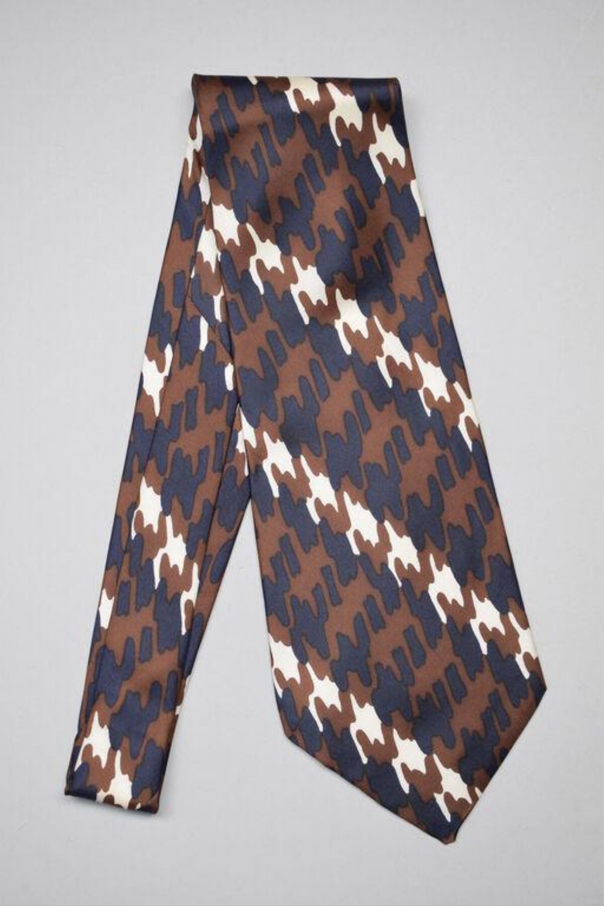 Brown Blue Abstract Patterned Tie