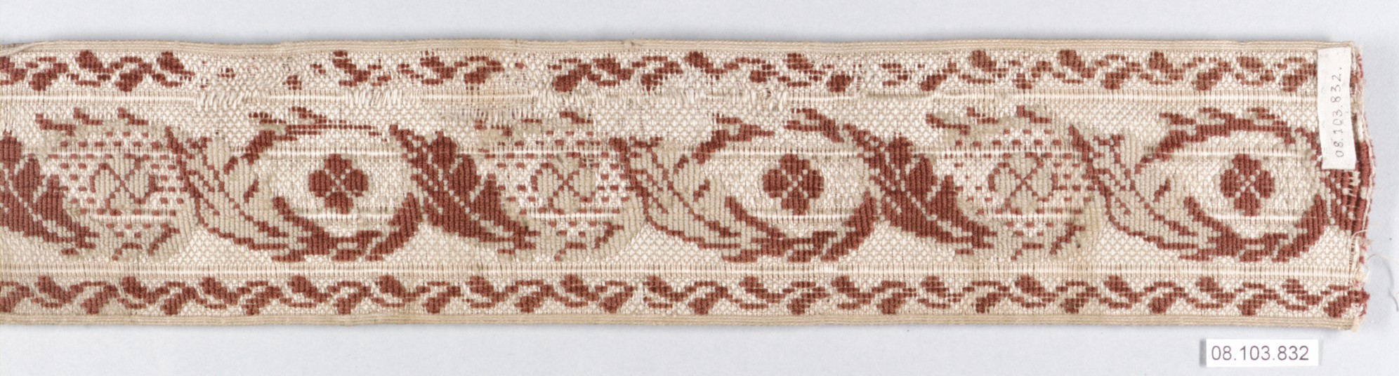 Antique Red Pattern Woven Textile Band