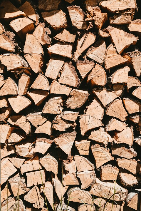 Stacked Split Firewood Pile