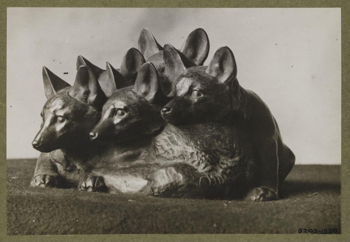 Five-Headed Wolf Sculpture