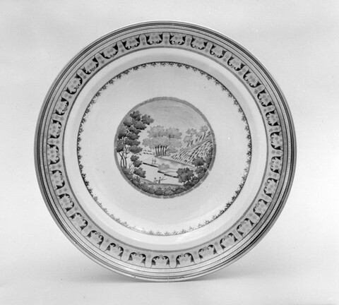 Hand-Painted Landscape Porcelain Plate