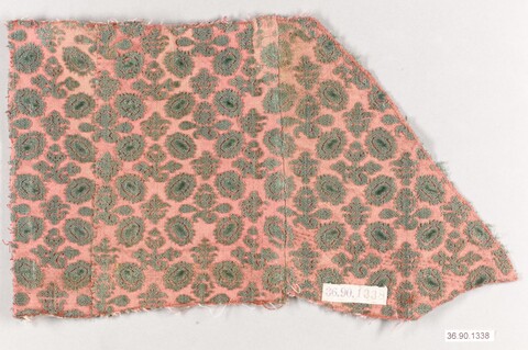 Pink Green Patterned Textile Fragment
