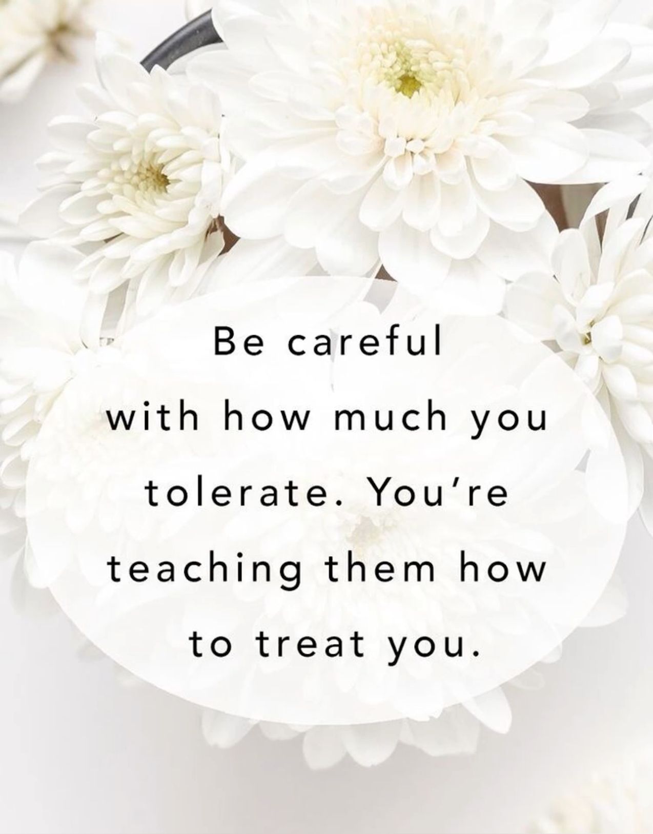 Motivational Quote on White Floral Background