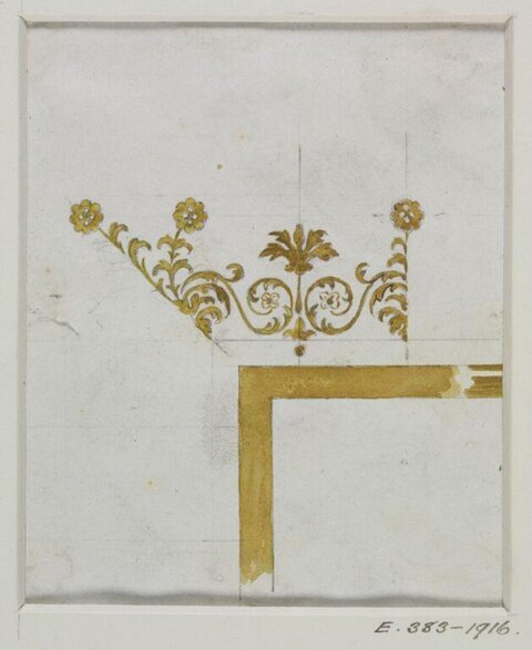 Gold Floral Ornament Design Sketch